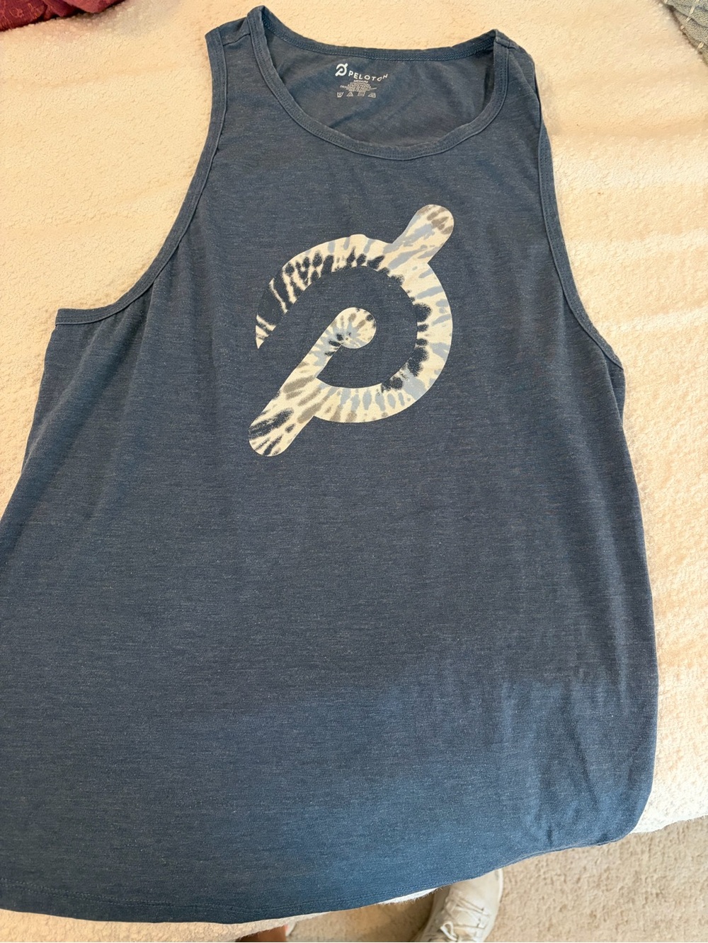 Peloton Blue Tank Top with White Tie-Dye Logo